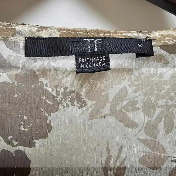 Teenflo TF Silk Floral Brown Top  Blouse Size M - Picture 3 of 5
